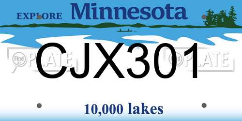 CJX301 Minnesota License Plate