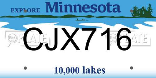 CJX716 Minnesota License Plate