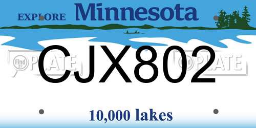 CJX802 Minnesota License Plate
