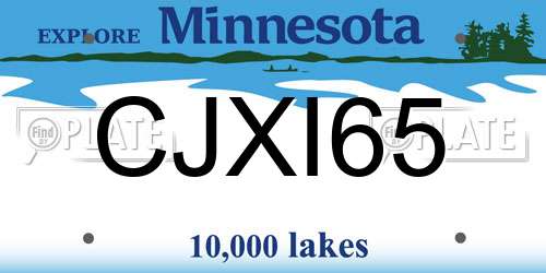 CJXI65 Minnesota License Plate