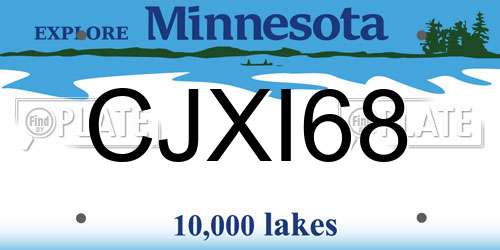CJXI68 Minnesota License Plate