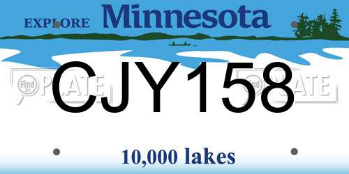 CJY158 Minnesota License Plate