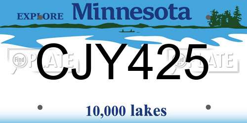 CJY425 Minnesota License Plate
