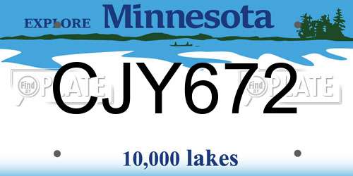 CJY672 Minnesota License Plate