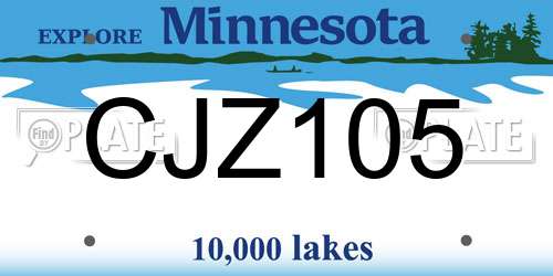 CJZ105 Minnesota License Plate