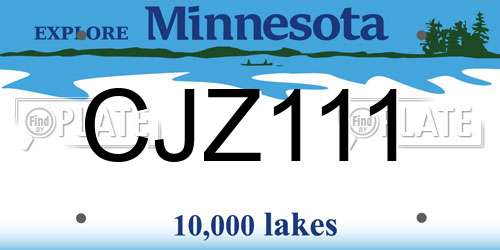 CJZ111 Minnesota License Plate