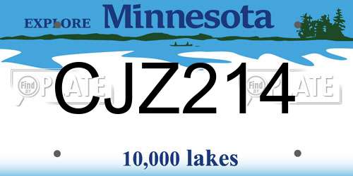 CJZ214 Minnesota License Plate