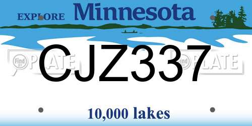 CJZ337 Minnesota License Plate