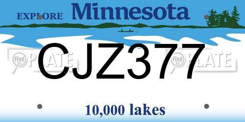 CJZ377 Minnesota License Plate