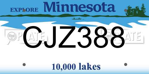 CJZ388 Minnesota License Plate