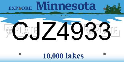 CJZ4933 Minnesota License Plate
