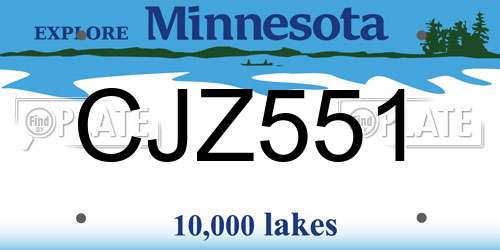 CJZ551 Minnesota License Plate