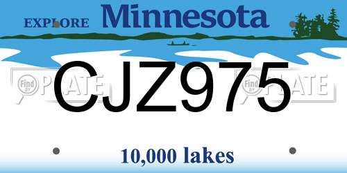 CJZ975 Minnesota License Plate