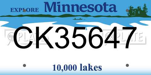 CK35647 Minnesota License Plate