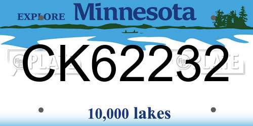 CK62232 Minnesota License Plate