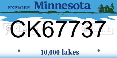 CK67737 Minnesota License Plate