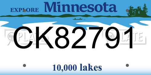 CK82791 Minnesota License Plate