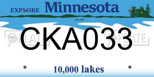 CKA033 Minnesota License Plate