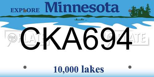 CKA694 Minnesota License Plate