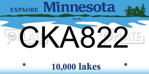 CKA822 Minnesota License Plate