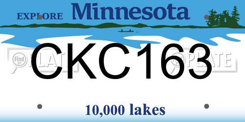 CKC163 Minnesota License Plate