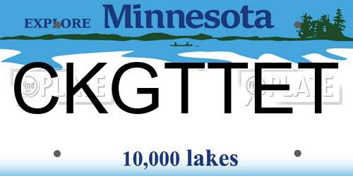 CKGTTET Minnesota License Plate