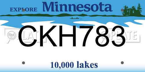 CKH783 Minnesota License Plate