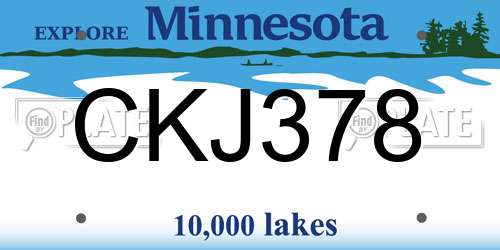 CKJ378 Minnesota License Plate