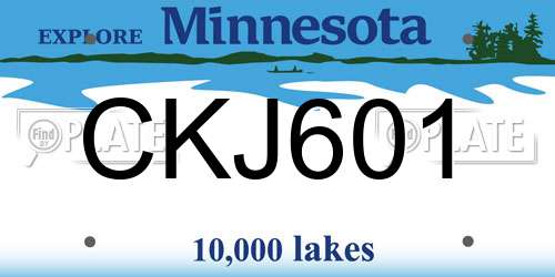CKJ601 Minnesota License Plate