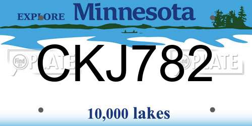 CKJ782 Minnesota License Plate