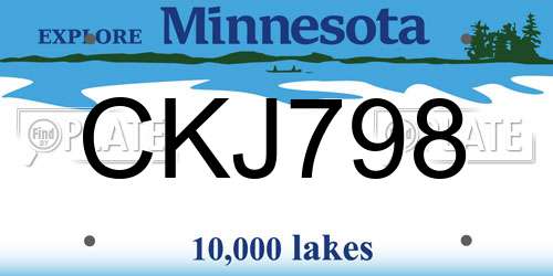 CKJ798 Minnesota License Plate
