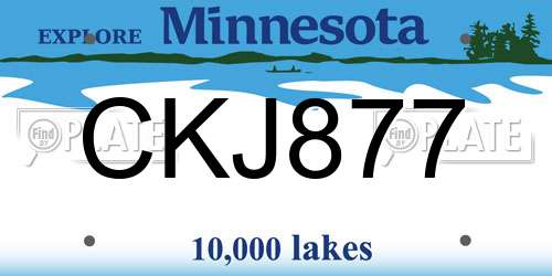 CKJ877 Minnesota License Plate