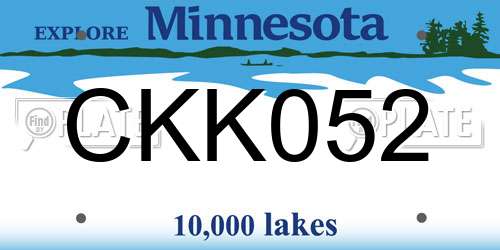 CKK052 Minnesota License Plate