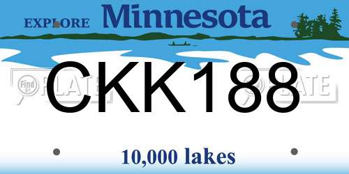 CKK188 Minnesota License Plate