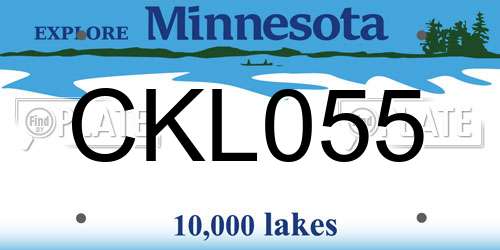CKL055 Minnesota License Plate
