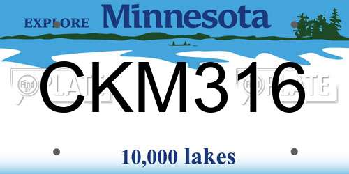 CKM316 Minnesota License Plate