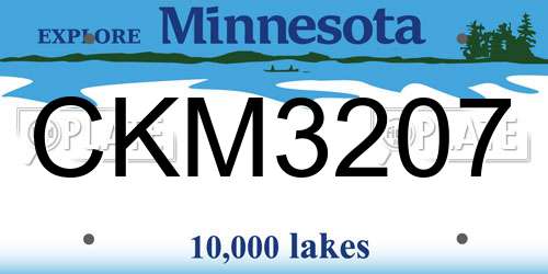 CKM3207 Minnesota License Plate