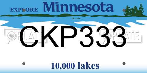 CKP333 Minnesota License Plate