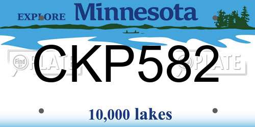 CKP582 Minnesota License Plate
