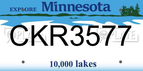 CKR3577 Minnesota License Plate