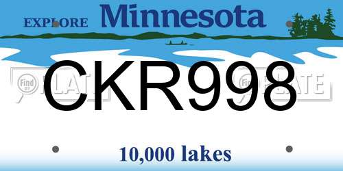 CKR998 Minnesota License Plate