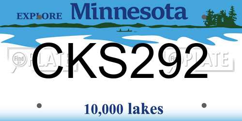 CKS292 Minnesota License Plate