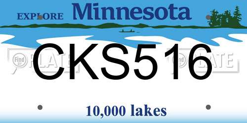 CKS516 Minnesota License Plate