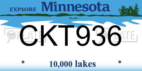CKT936 Minnesota License Plate