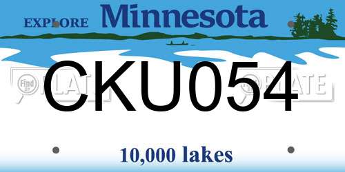 CKU054 Minnesota License Plate