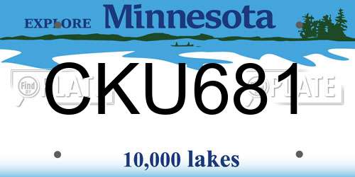 CKU681 Minnesota License Plate