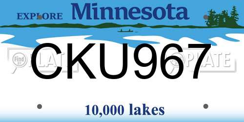 CKU967 Minnesota License Plate