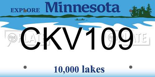 CKV109 Minnesota License Plate