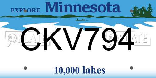 CKV794 Minnesota License Plate
