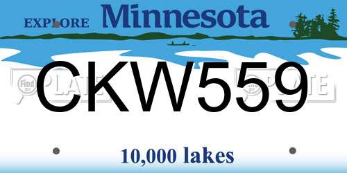 CKW559 Minnesota License Plate